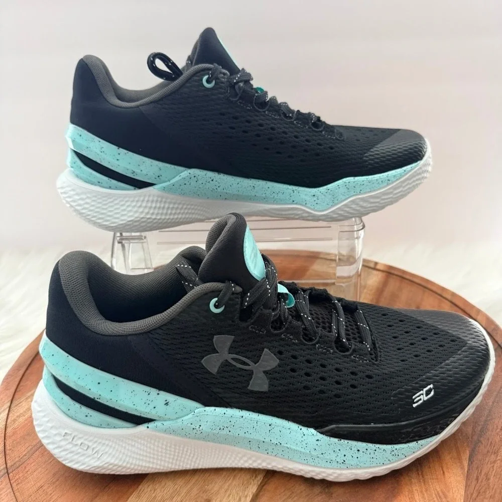 Under Armour Curry Flow 10 Mens 9 W 10.5 Basketball Shoes Black Teal 3026276